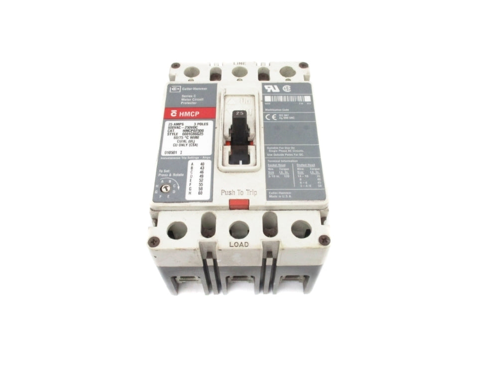 CUTLER HAMMER HMCP025D0 6601C86G25 250-600V 25A UNMP