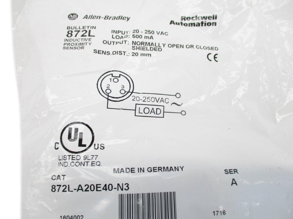 ALLEN BRADLEY 872L-A20E40-N3 SER. A NSMP