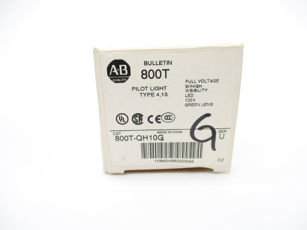 ALLEN BRADLEY 800T-QH10G SER. U 120VAC (WH) NSMP