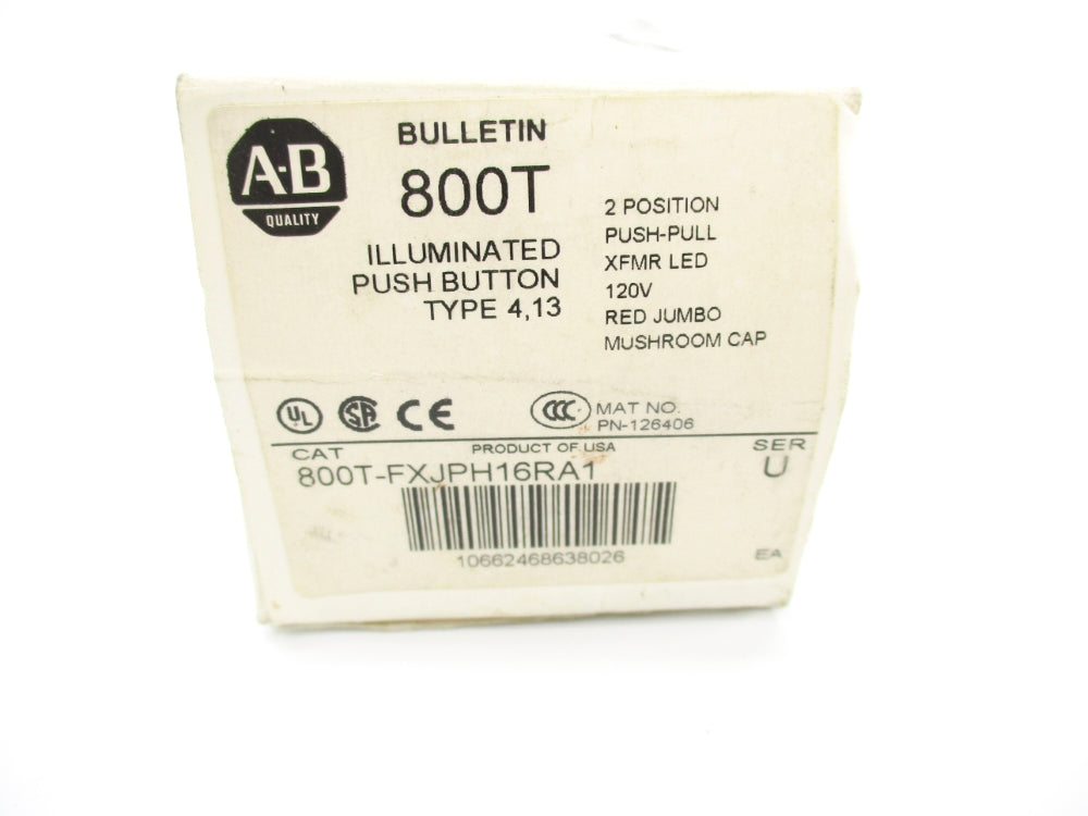 ALLEN BRADLEY 800T-FXJPH16RA1 SER. U (WH) (AS PICTURED) NSMP