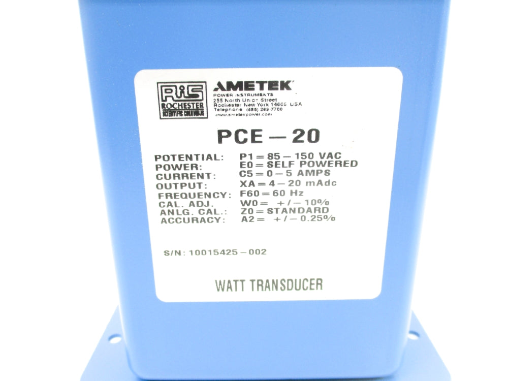 AMETEK PCE-20-P1-E0-C5-XA-F60-W0-Z0-A2 NSNP