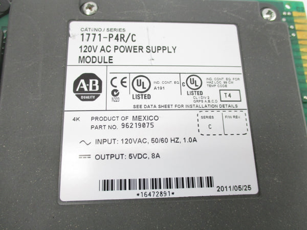 ALLEN BRADLEY 1771-P4R SER. C 120VAC UNMP
