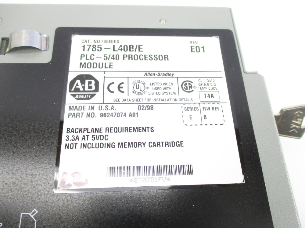 ALLEN BRADLEY 1785-L40B SER. E F/W B 5VDC 3.3A UNMP
