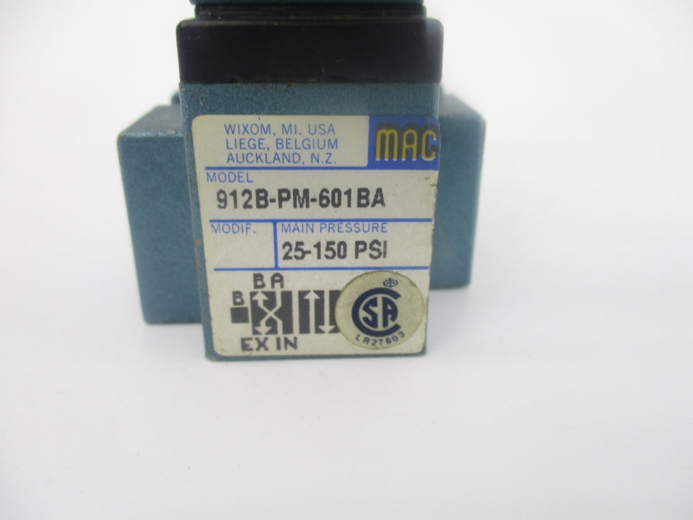 MAC 912B-PM-601BA 12VDC 25-150PSI UNMP