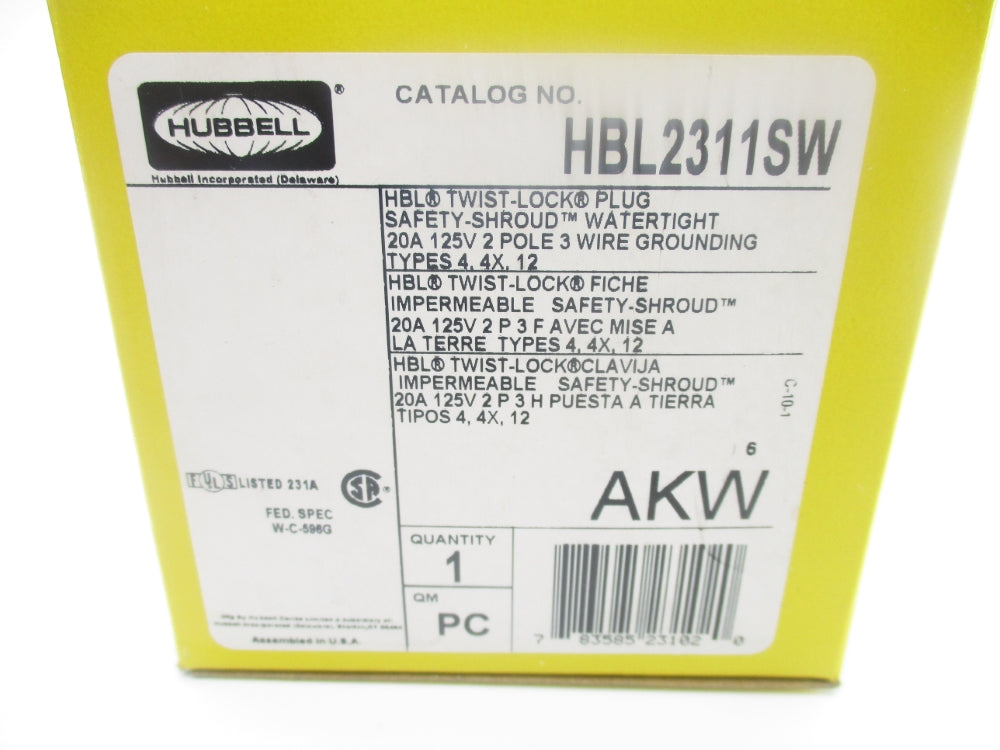 HUBBELL HBL2311SW 125V 20A NSMP
