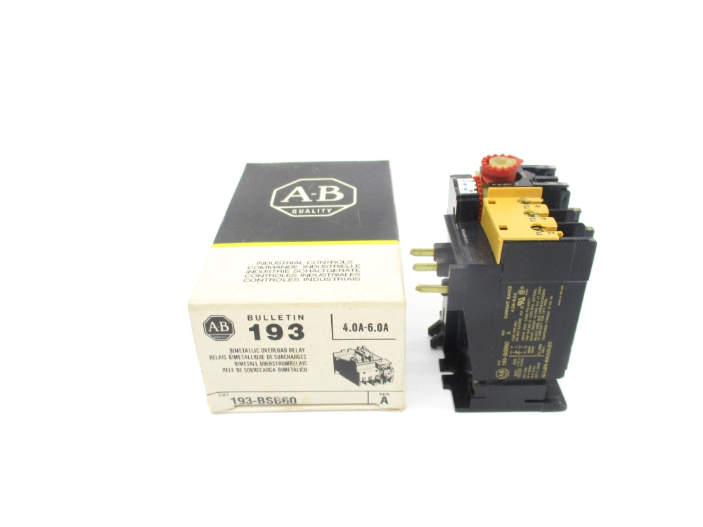 ALLEN BRADLEY 193-BSB60 SER. A 660V 4.0-6.0A (BK/YL) NSMP