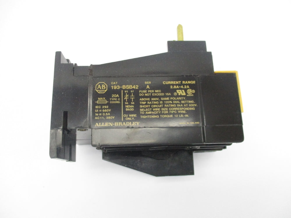 INDUSTRIAL SPARE PART 193-BSB42 SER. A 660V 2.8-4.2A (BK/YL) NSMP
