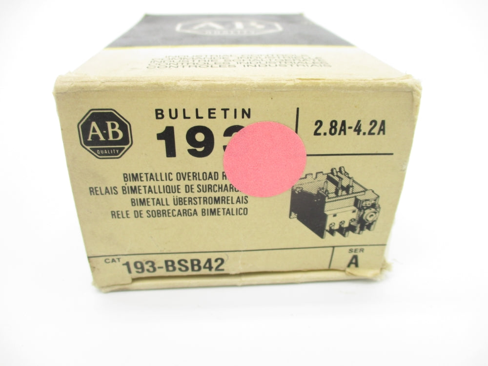 INDUSTRIAL SPARE PART 193-BSB42 SER. A 660V 2.8-4.2A (BK/YL) NSMP