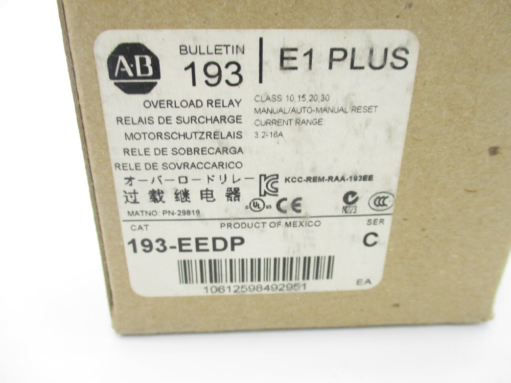 ALLEN BRADLEY 193-EEDP SER. C 1000V 3.2-16A (BR/WH) NSMP