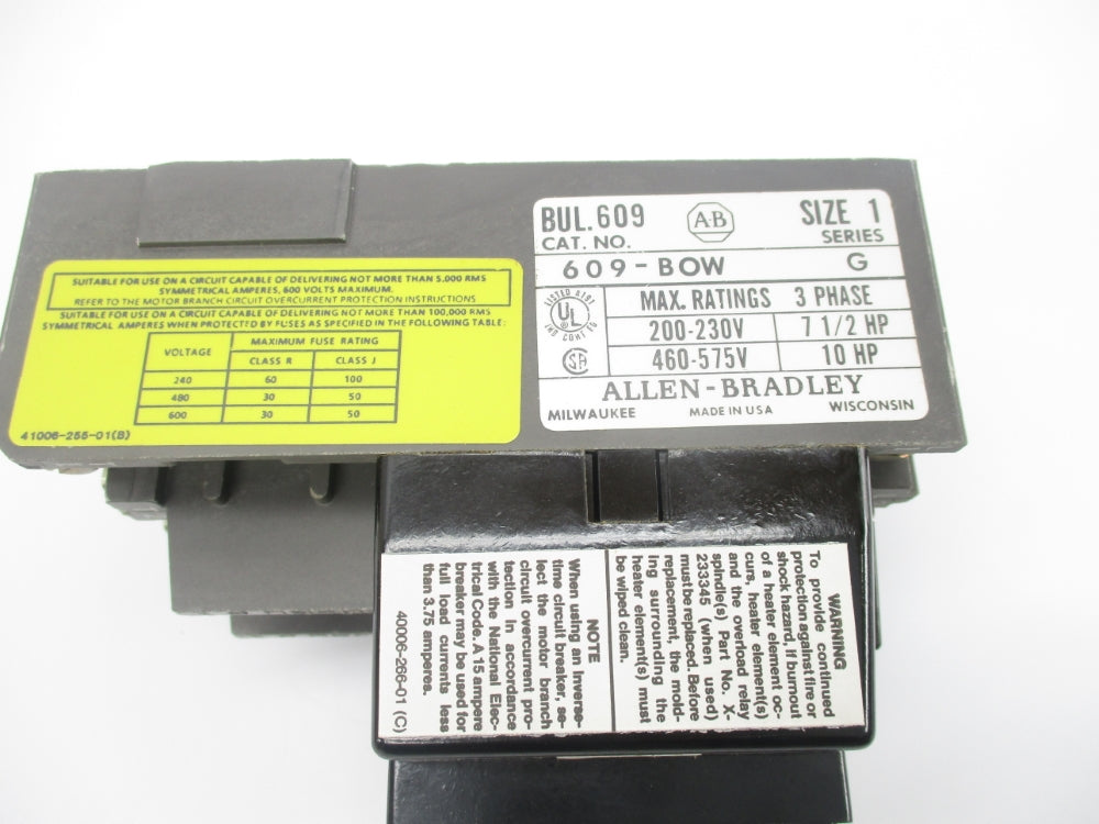 ALLEN BRADLEY 609-BOW SER. G (BR/YL) NSMP