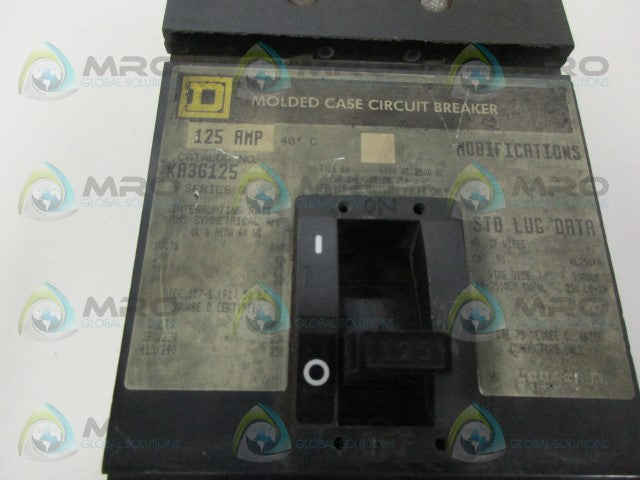 SQUARE D KA36125 CIRCUIT BREAKER 125A (GREY) *USED*