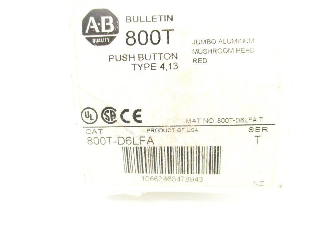 ALLEN BRADLEY 800T-D6LFA SER. T (WH) NSMP