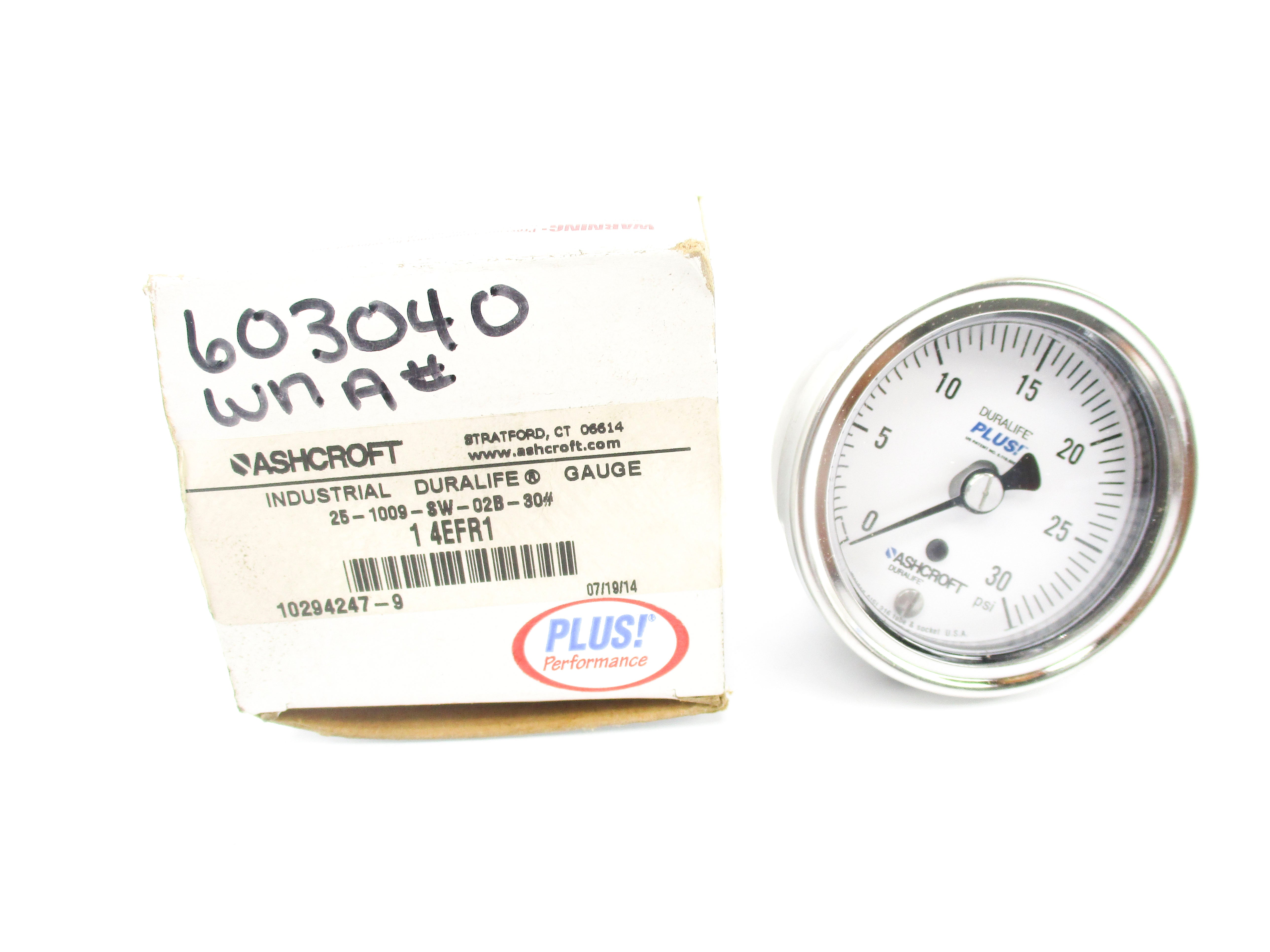 ASHCROFT 25-1009-SW-02B-30# 14EFR1 0-30PSI NSMP