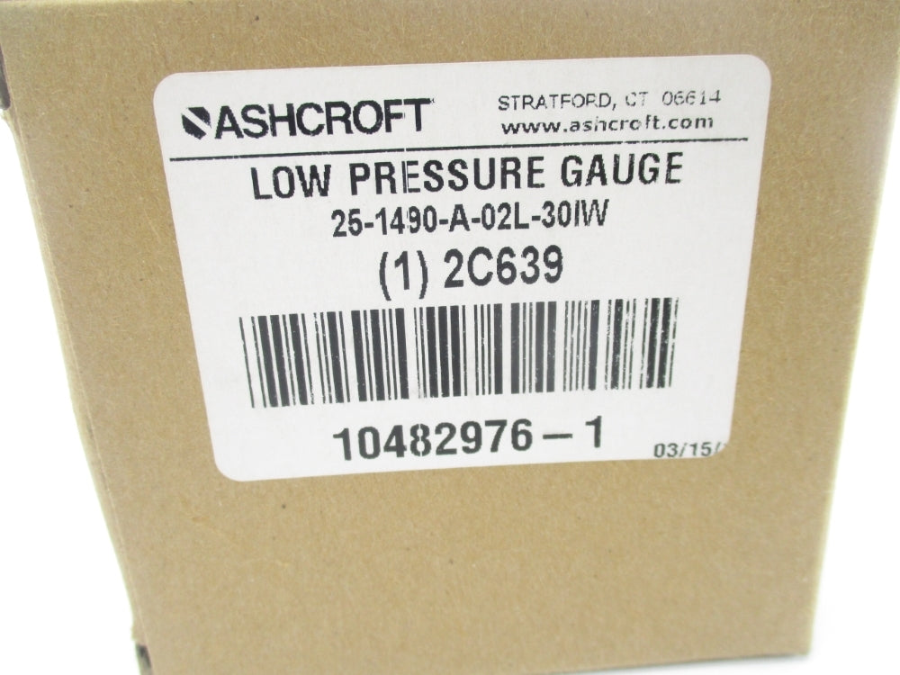 ASHCROFT 25-1490-A-02L-30IW 2C639 0-30PSI NSMP