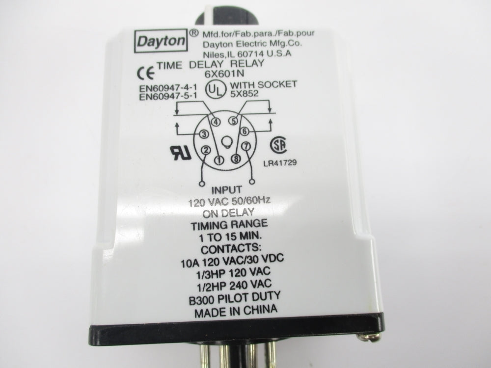 DAYTON 6X601N 120VAC 10A 1-15MIN UNMP