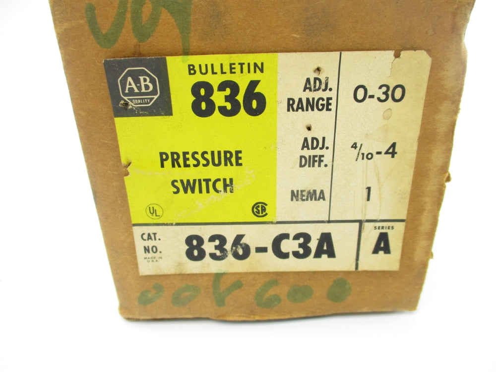 ALLEN BRADLEY 836-C3A SER. A 0-30PSI (BR/YL) NSMP