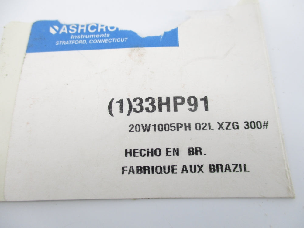 ASHCROFT 20W1005PH02LXZG300# 0-300PSI NSNP