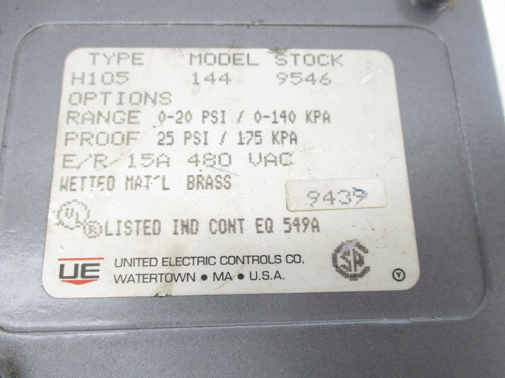 UNITED ELECTRIC H105144 0-20PSI NSNP