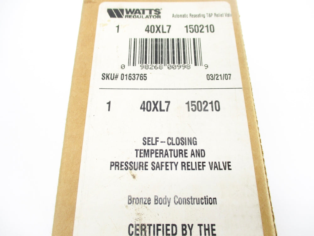 WATTS 40XL7-150210 0163765 150PSI NSMP