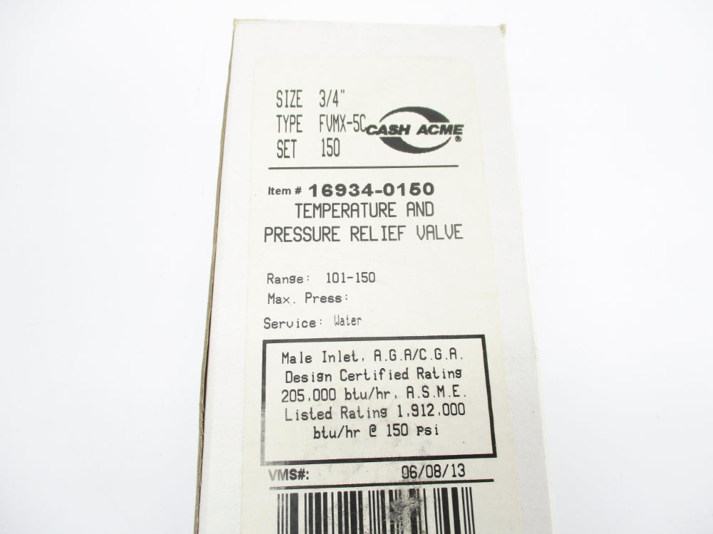 CASH ACME 3/4-FVMX-5C 16934-0150 101-150PSI NSMP