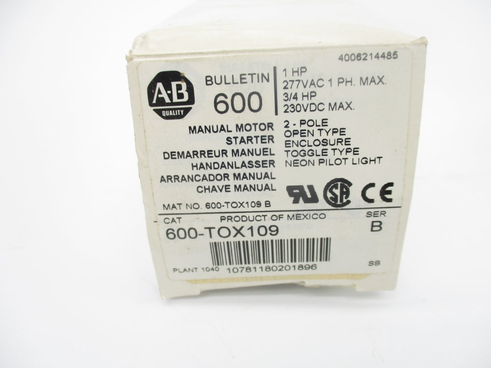 ALLEN BRADLEY 600-TOX109 SER. B (WH) NSMP