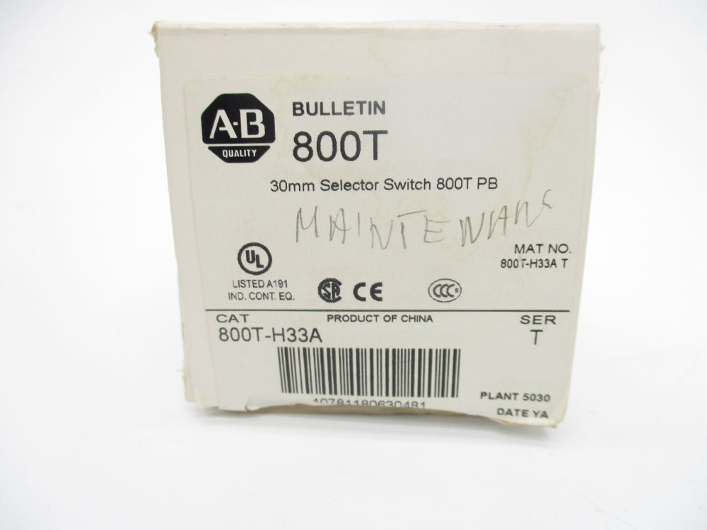 ALLEN BRADLEY 800T-H33A SER. T (NO KEY) (WH) NSMP