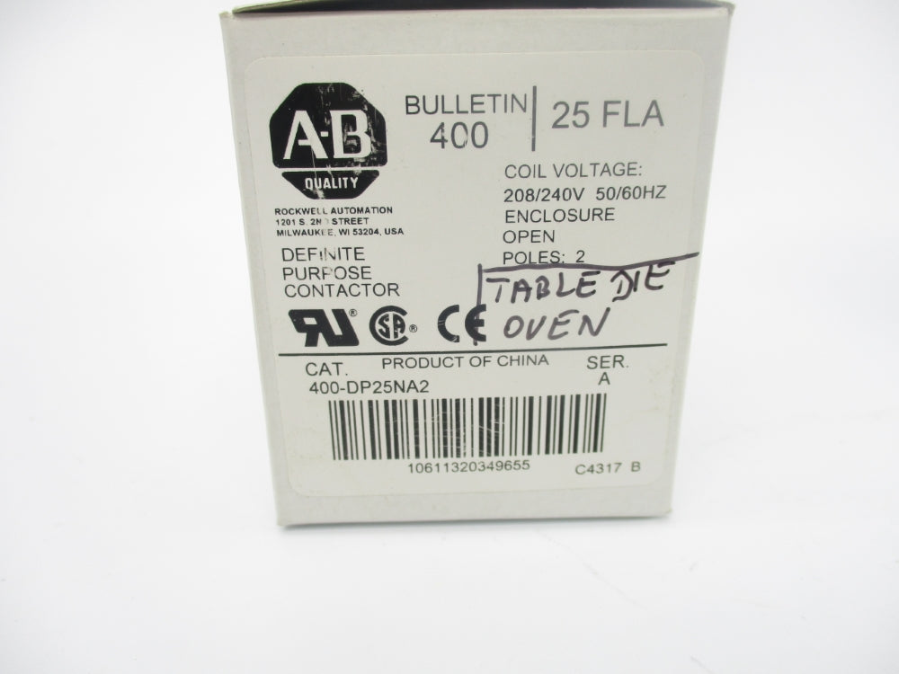 ALLEN BRADLEY 400-DP25NA2 SER. A 208-240VAC (WH) NSMP