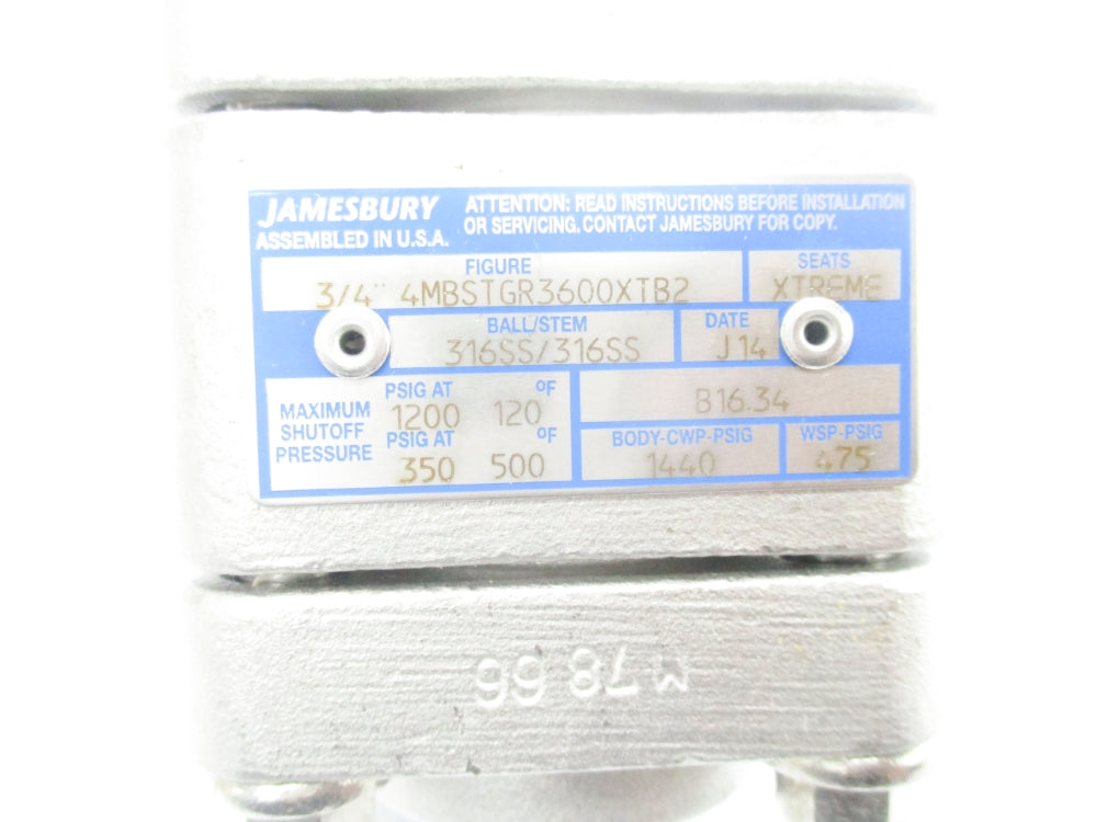 JAMESBURY 3/4-4MBSTGR3600XTB2 1440PSI NSNP
