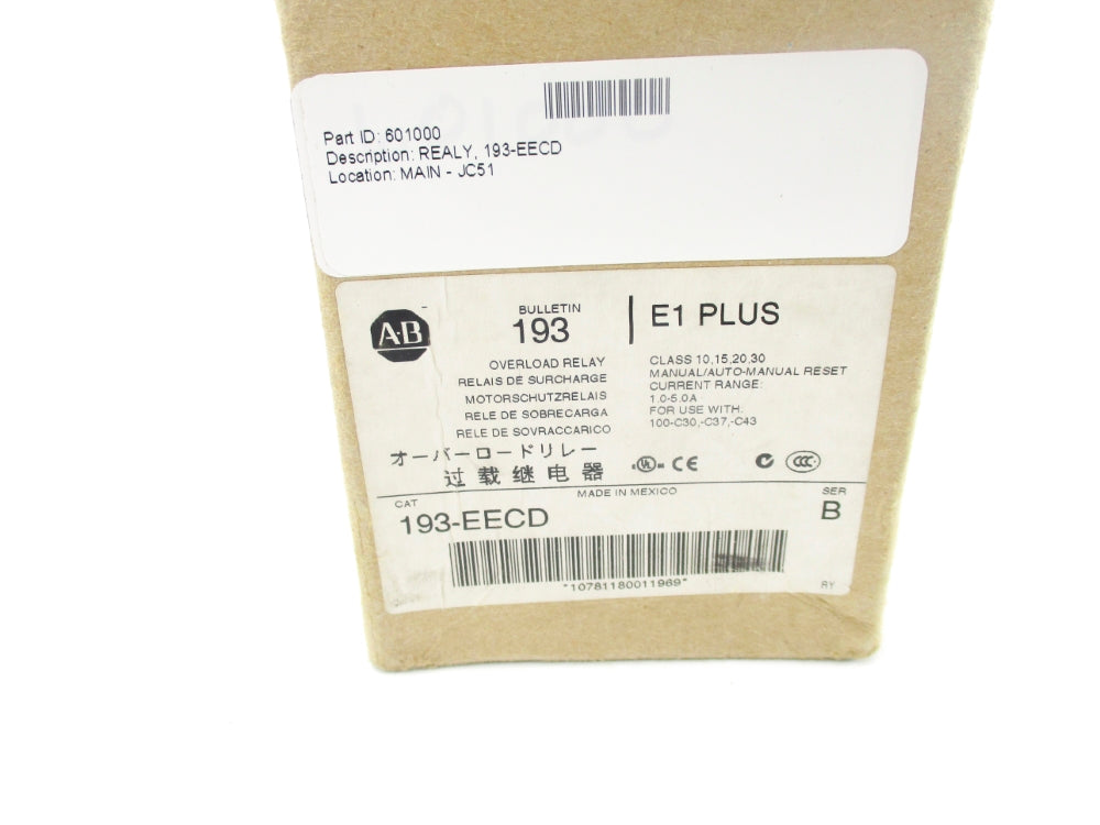 ALLEN BRADLEY 193-EECD SER. B 600V 1.0-5.0A (BR/WH) NSMP