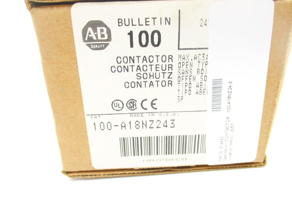 ALLEN BRADLEY 100-A18NZ243 SER. B 24VDC (BR/WH) NSMP