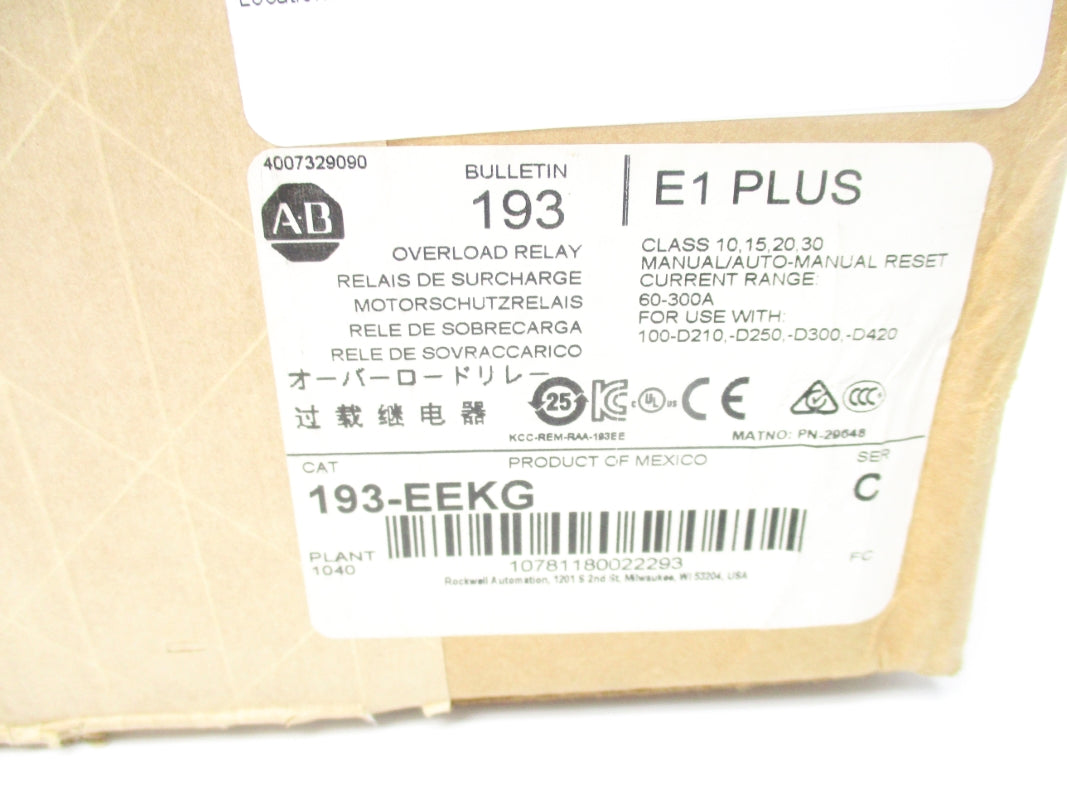 ALLEN BRADLEY 193-EEKG SER. C 600VAC 60-300A (BR/WH) NSMP