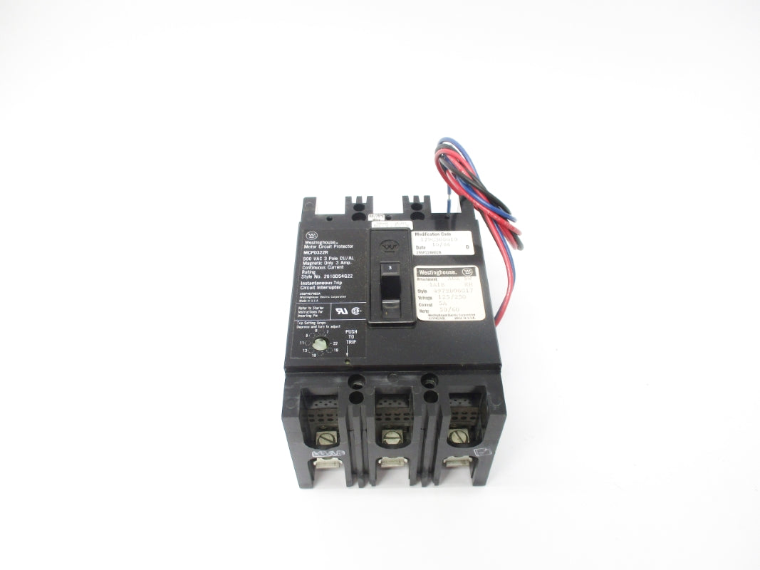 WESHTINGHOUSE MCP0322R 600VAC 3A NSNP