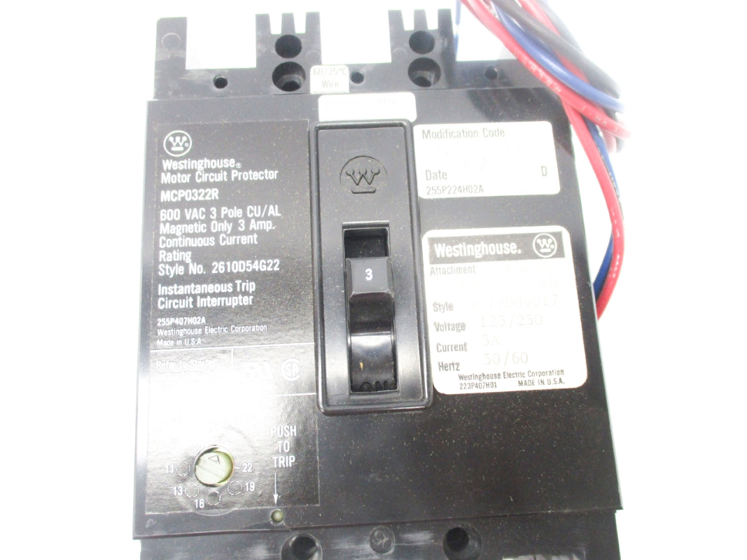 WESHTINGHOUSE MCP0322R 600VAC 3A NSNP