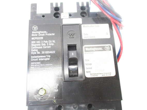 WESHTINGHOUSE MCP0322R 600VAC 3A NSNP