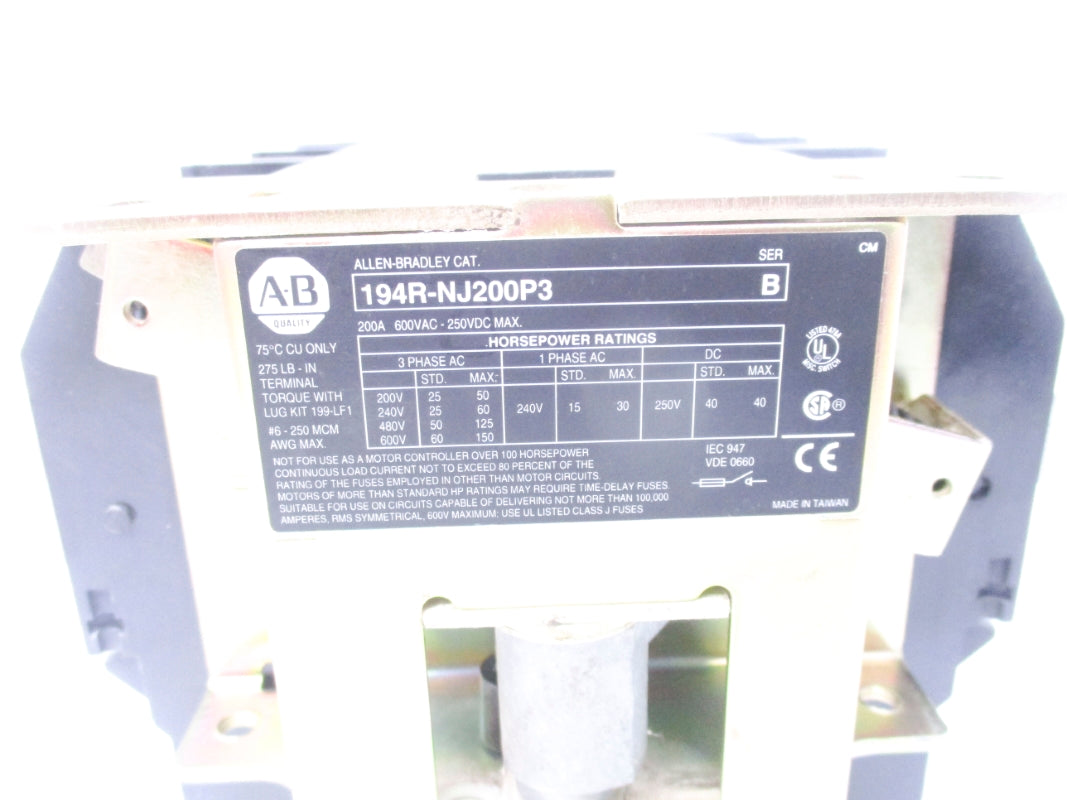 ALLEN BRADLEY 194R-NJ200P3 SER. B UNMP