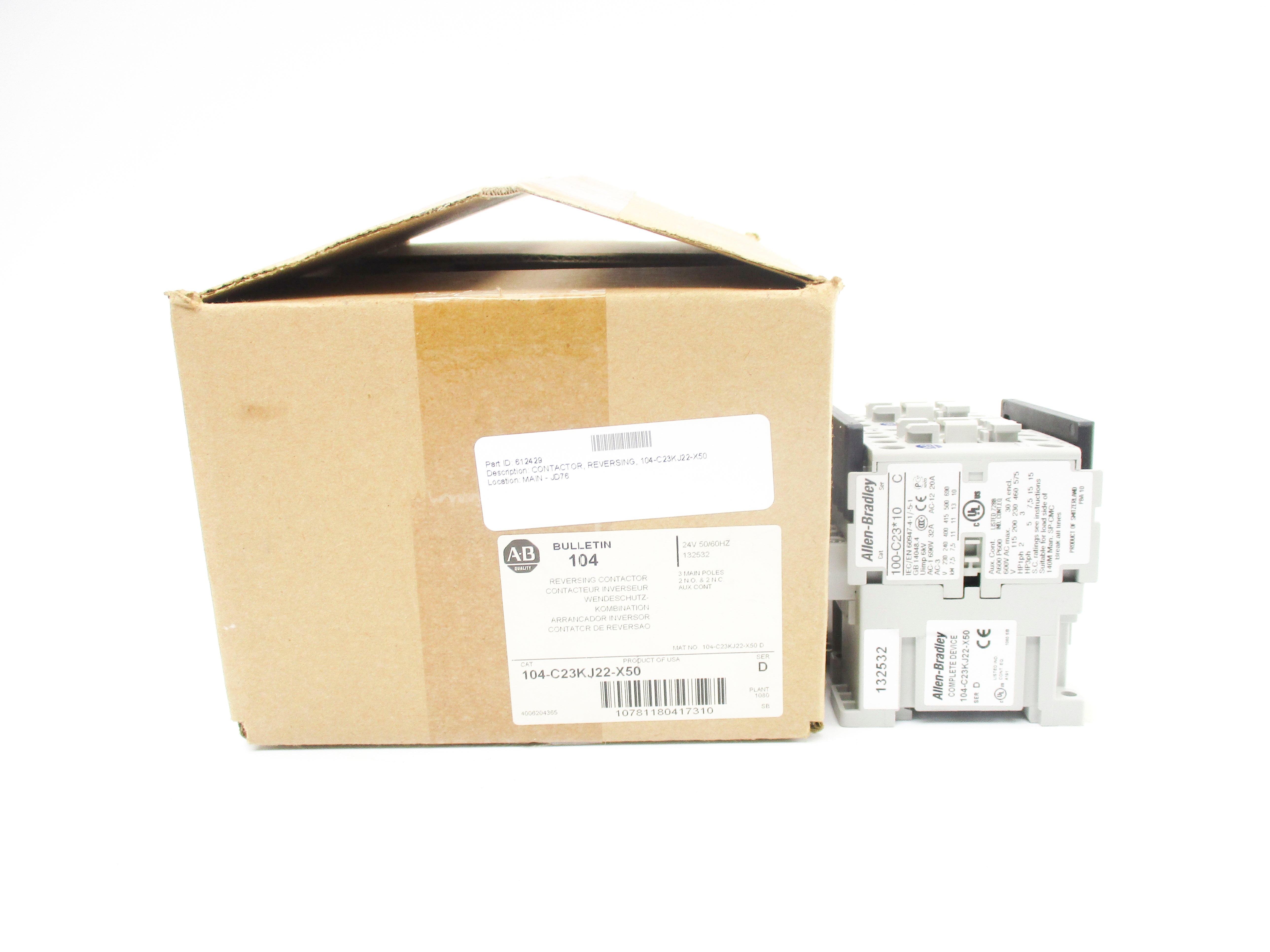 ALLEN BRADLEY 104-C23KJ22-X50 SER. D 24V (BR/WH) NSMP