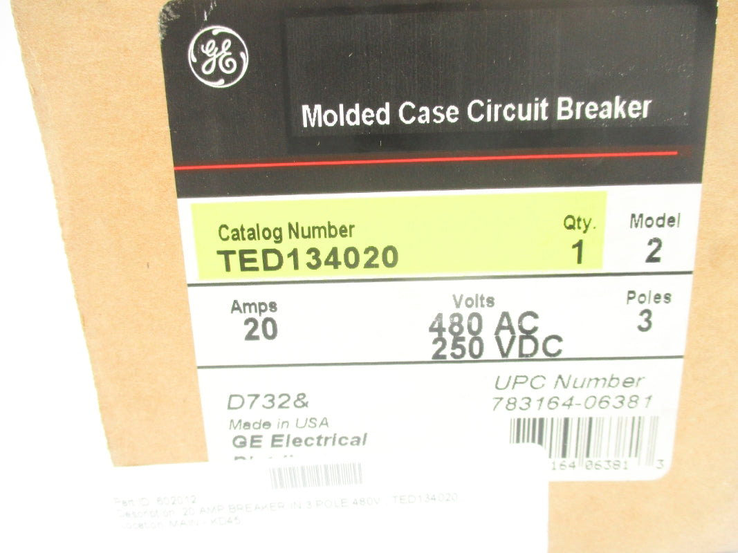 GENERAL ELECTRIC TED134020 480VAC 20A NSMP