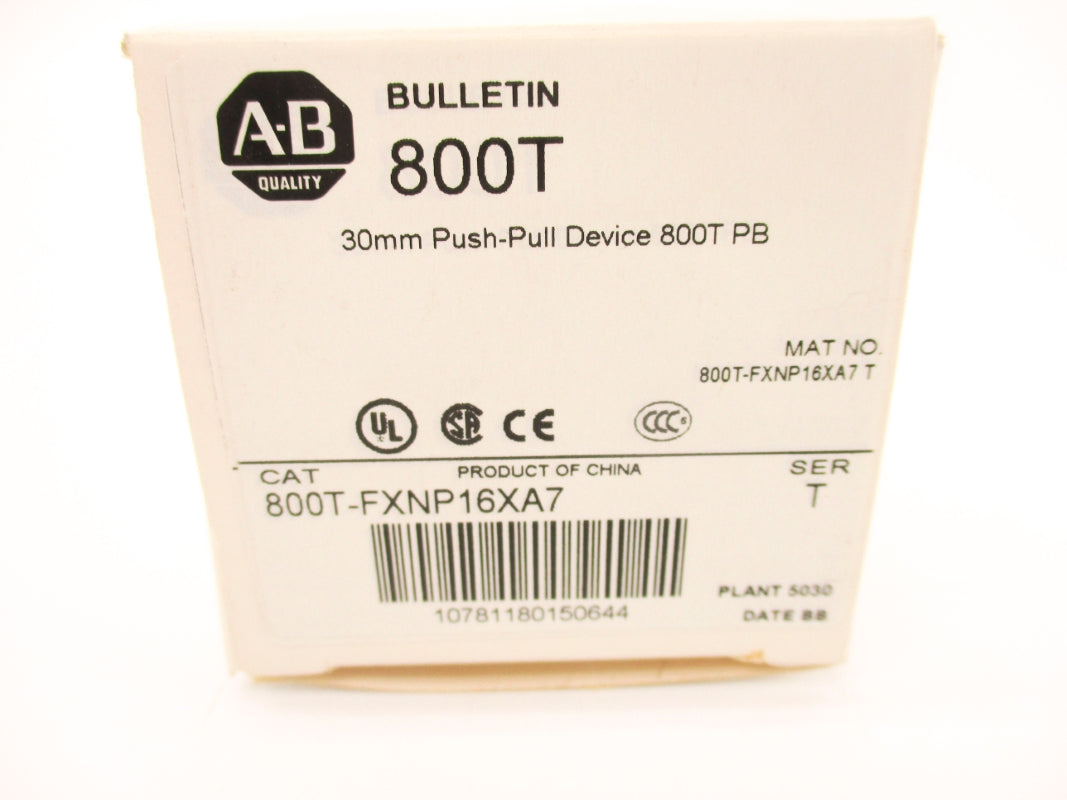ALLEN BRADLEY 800T-FXNP16XA7 SER. T 120VAC (WH) NSMP