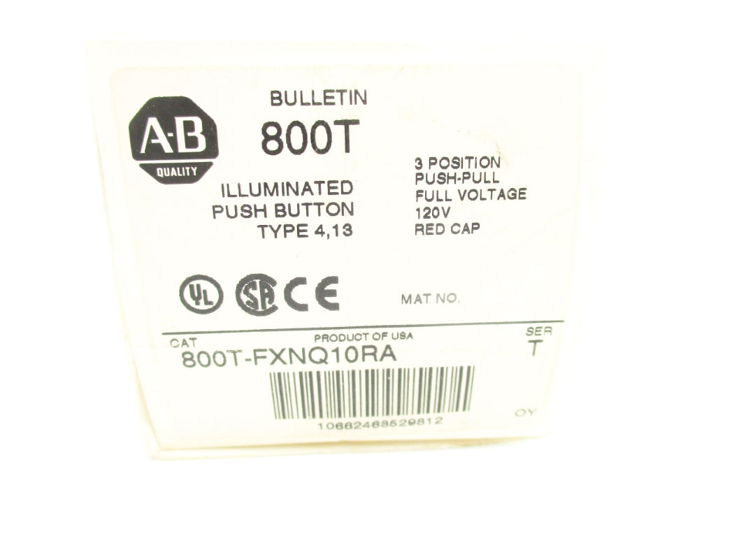 ALLEN BRADLEY 800T-FXNQ10RA SER. T (AS PICTURED) (WH) NSMP