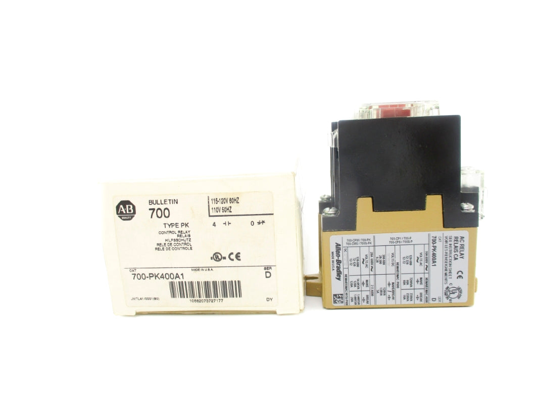ALLEN BRADLEY 700-PK400A1 SER. D 120V 60A (WH) NSMP