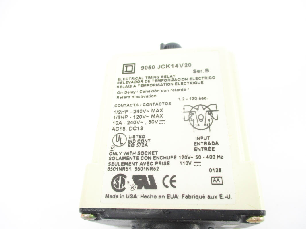SQUARE D 9050JCK14V20 SER. B 240V 10A 1.2-120S UNMP