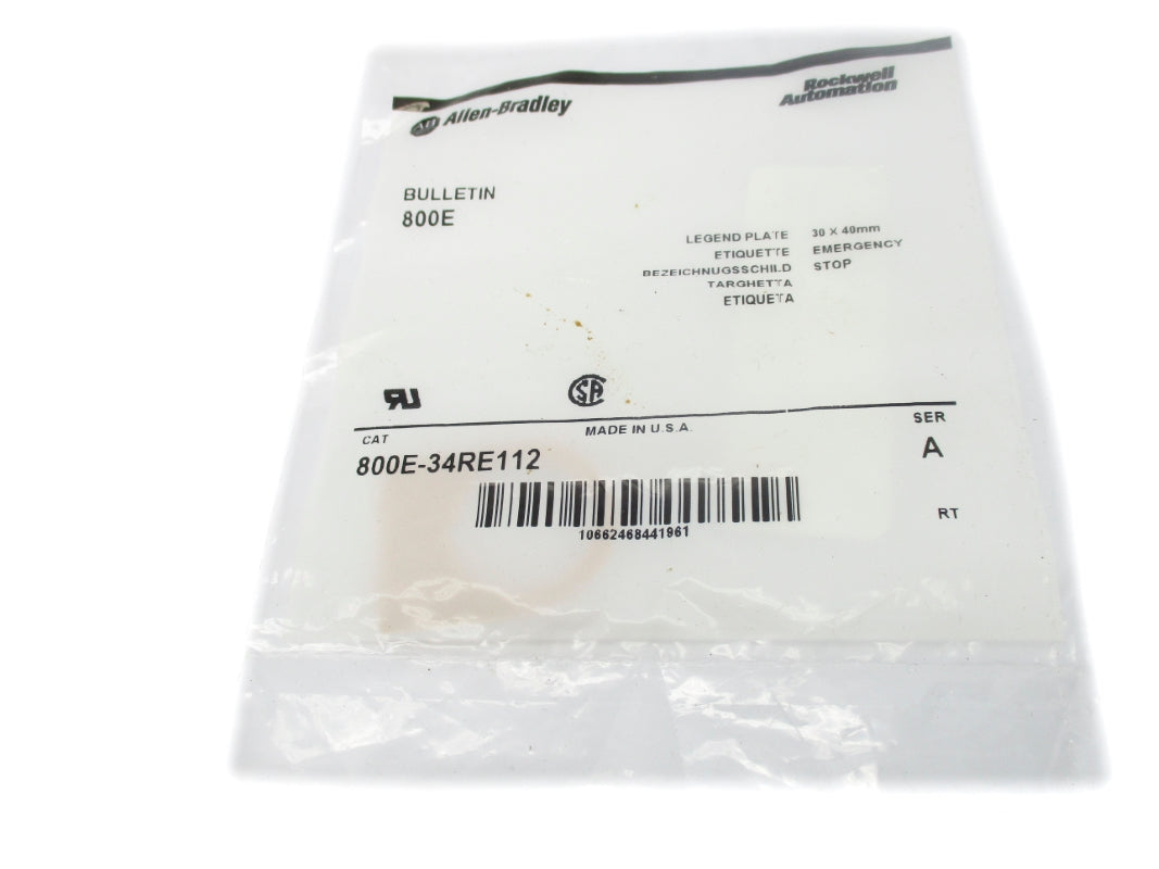 ALLEN BRADLEY 800E-34RE112 SER. A NSMP