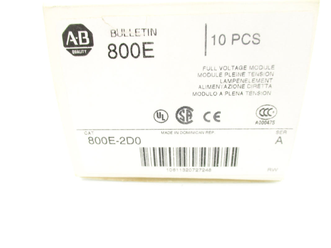 ALLEN BRADLEY 800E-2D0 SER. A (PKG OF 10) (WH) NSMP