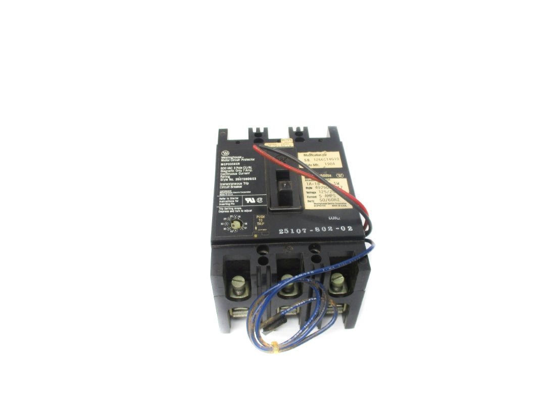 WESTINGHOUSE MCP0358CR 2607D80G03 600VAC 7A UNMP