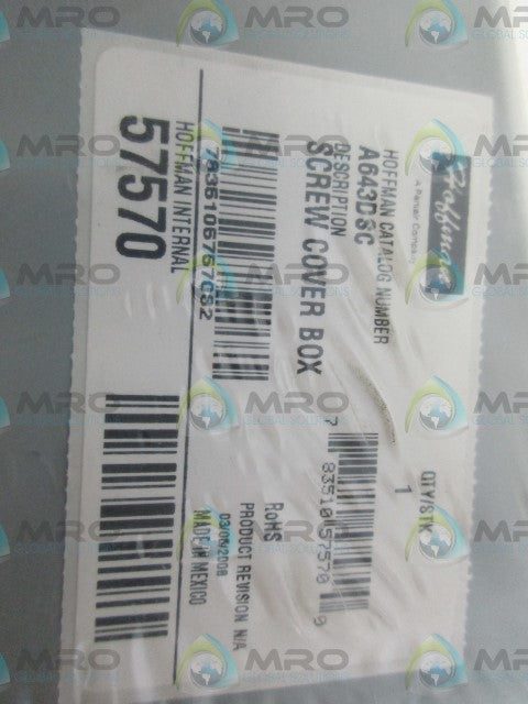 HOFFMAN A643DSC SCREW COVER BOX *NEW IN FACTORY BAG*
