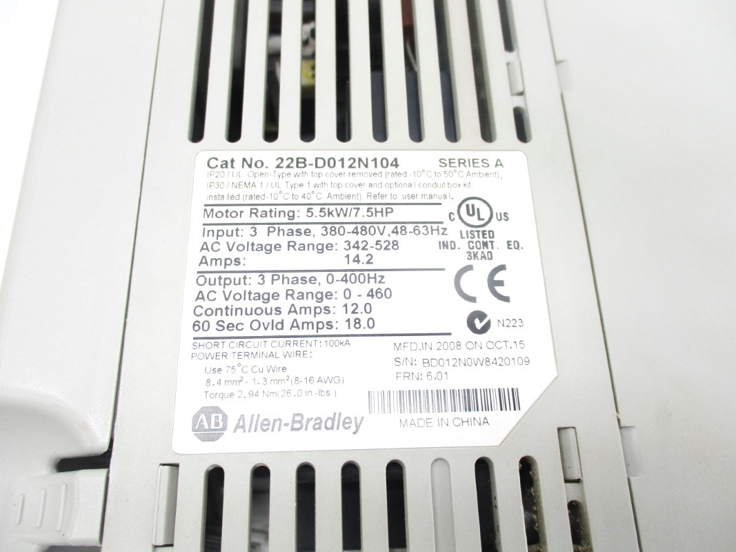 ALLEN BRADLEY 22B-D012N104 SER. A F/W 6.01 UNMP