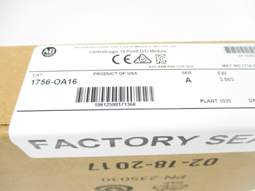 ALLEN BRADLEY 1756-OA16 SER. A F/W 3.003 DATE: 2017 NSFS