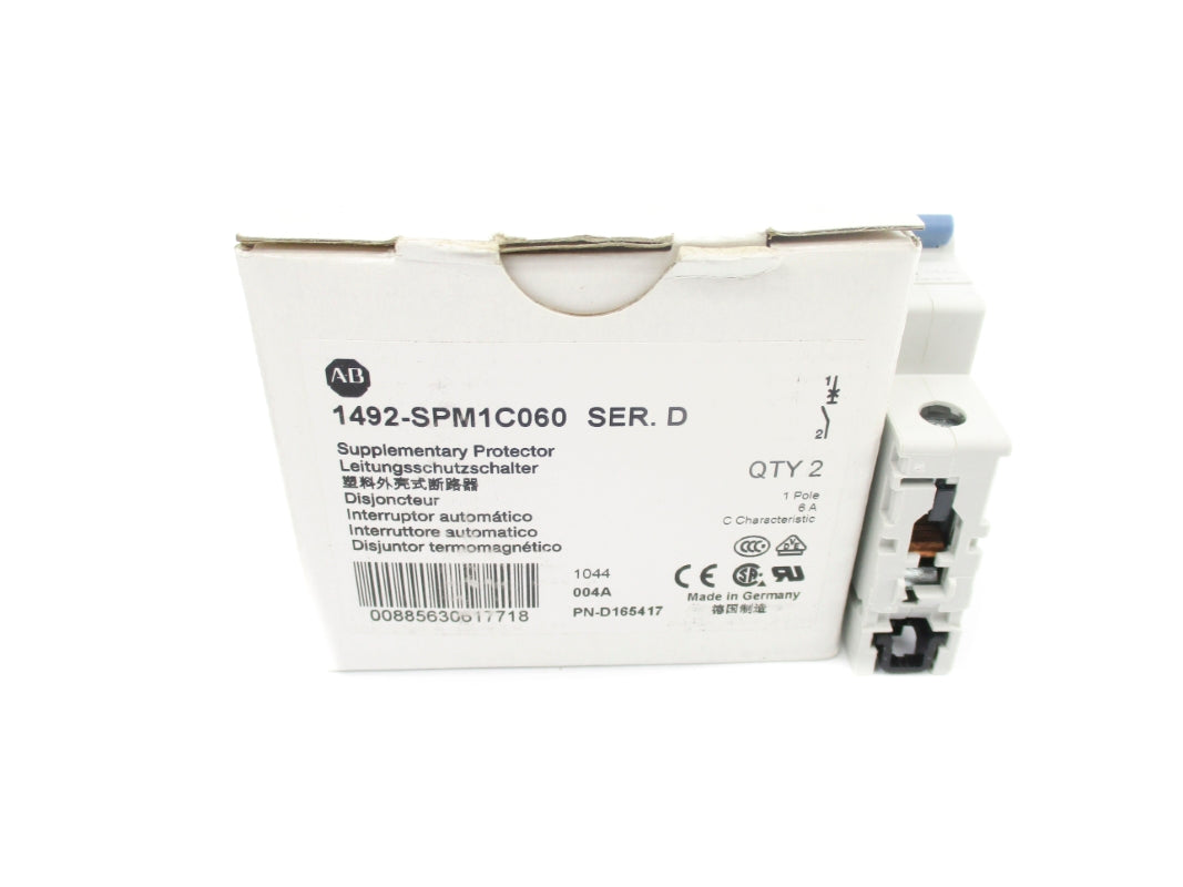 ALLEN BRADLEY 1492-SPM1C060 SER. D 277VAC 6A (PKG OF 2) NSMP