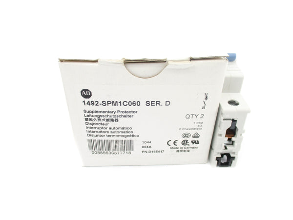 ALLEN BRADLEY 1492-SPM1C060 SER. D 277VAC 6A (PKG OF 2) NSMP