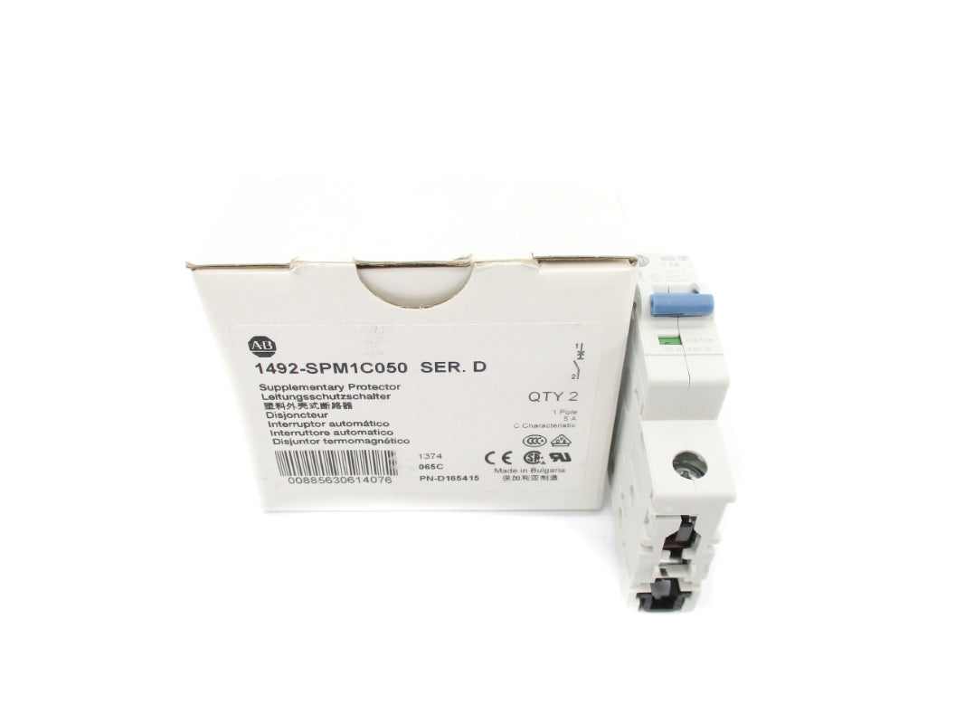 ALLEN BRADLEY 1492-SPM1C050 SER. D 277VAC 5A (PKG OF 2) NSNP